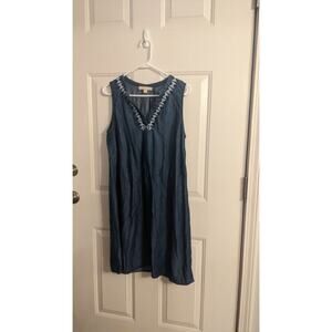 Hope & Harlow Tencel Blue Chambray/Denim V Neck Dress, Size 4